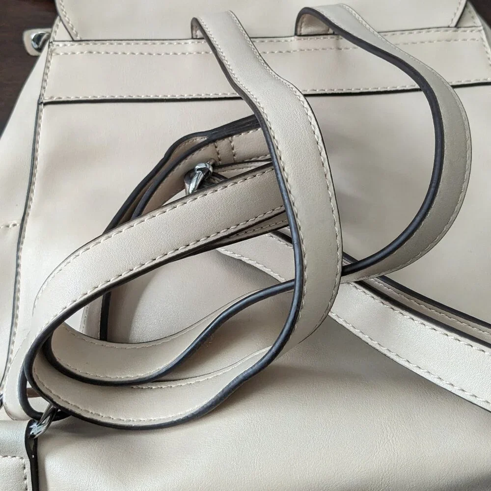 Nine West Womens Saffiano Leather Backpack Satchel Lined Pockets Cute Bag